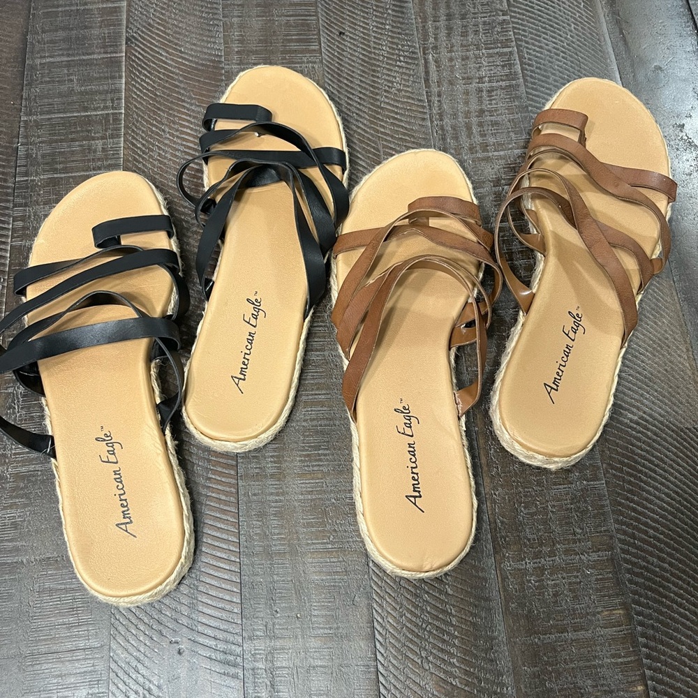 American Eagle Outfitters Women's Sandals - Black and Brown